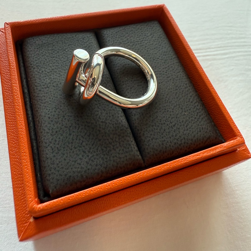 💖Hermes 純銀 小Q 戒指 51號💖 925純銀飾品 全新全配-3