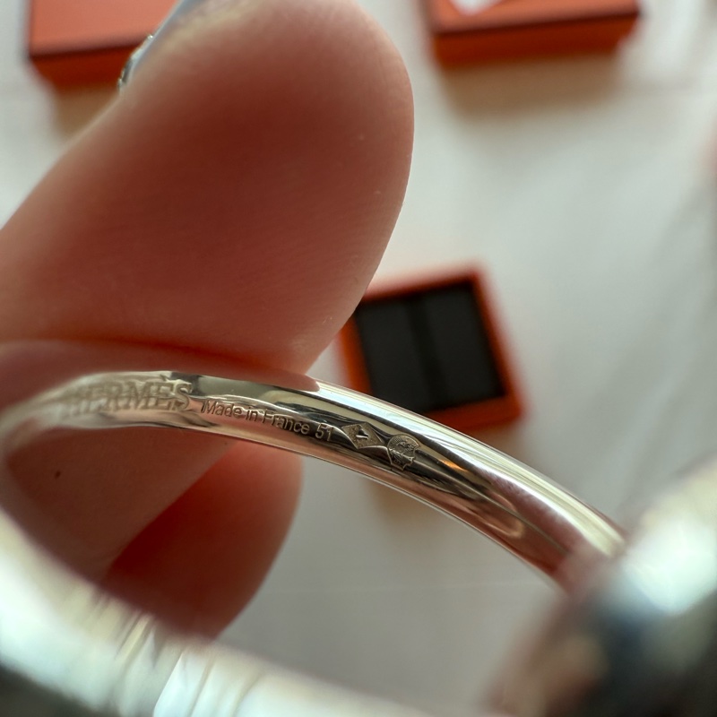 💖Hermes 純銀 小Q 戒指 51號💖 925純銀飾品 全新全配-5