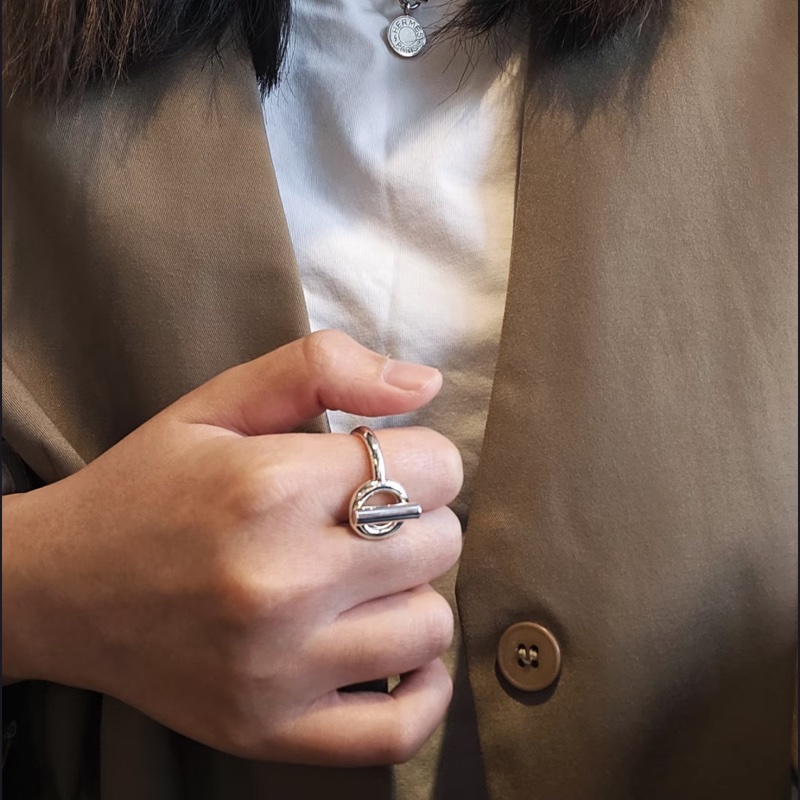 💖Hermes 純銀 小Q 戒指 51號💖 925純銀飾品 全新全配-7