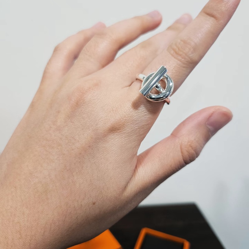 💖Hermes 純銀 小Q 戒指 51號💖 925純銀飾品 全新全配-8