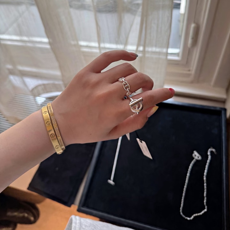 💖Hermes 純銀 小Q 戒指 51號💖 925純銀飾品 全新全配-9