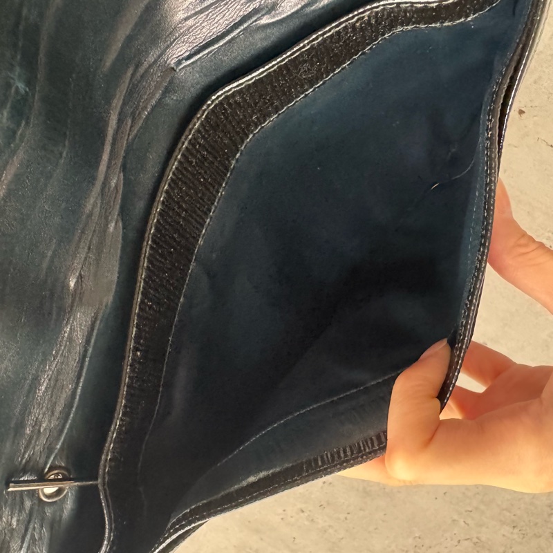 Fendi Zucchino 藍色帆布拼真皮手拿包 斜背包-20