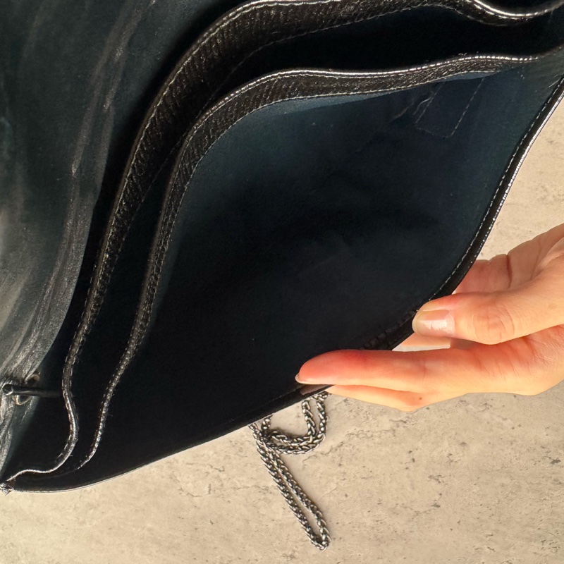 Fendi Zucchino 藍色帆布拼真皮手拿包 斜背包-22