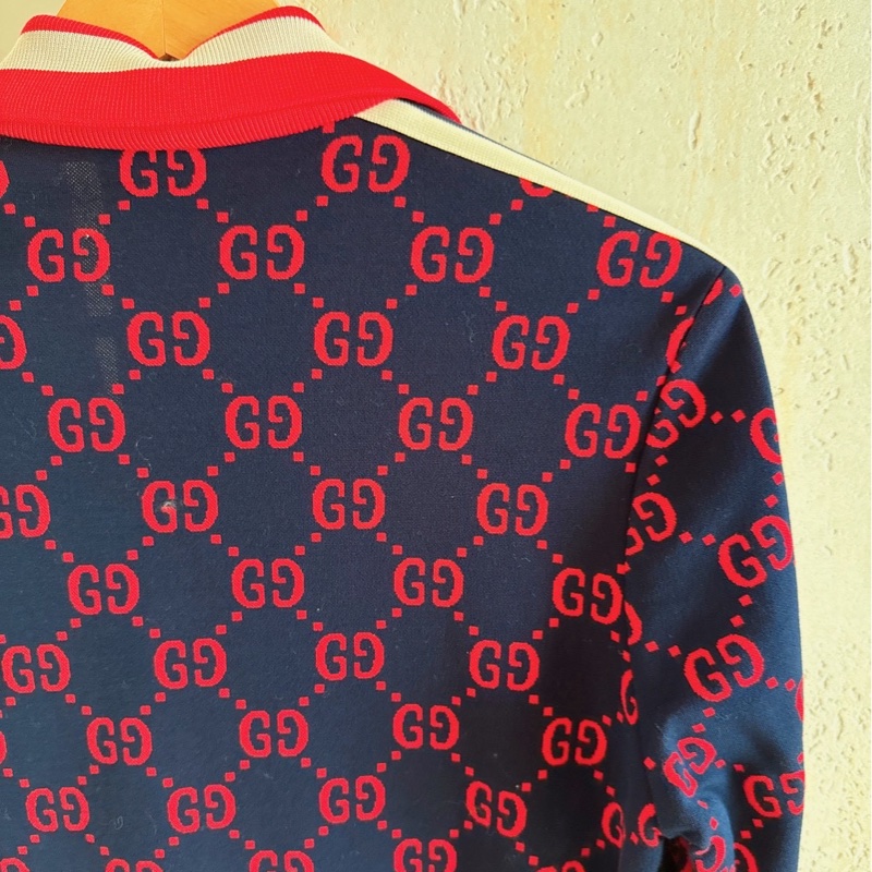 Gucci 藍底紅白條紋滿版老花運動外套 size:S-7