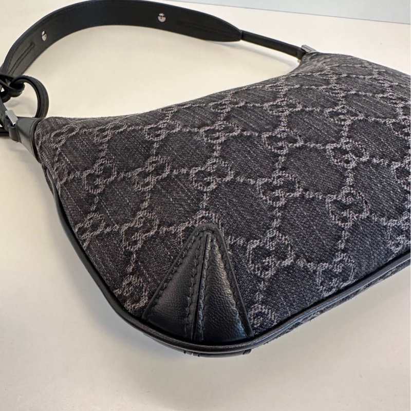 GUCCI 古馳 Horsebit Slim 牛仔 手提腋下包-9