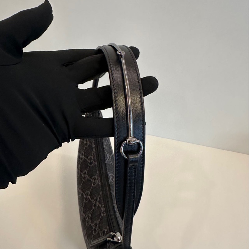 GUCCI 古馳 Horsebit Slim 牛仔 手提腋下包-12