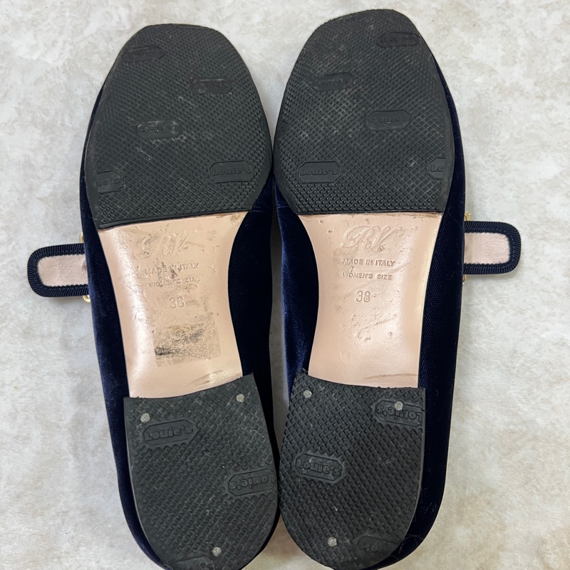 Roger vivier 藍色絨布鑽釦娃娃平底鞋-10