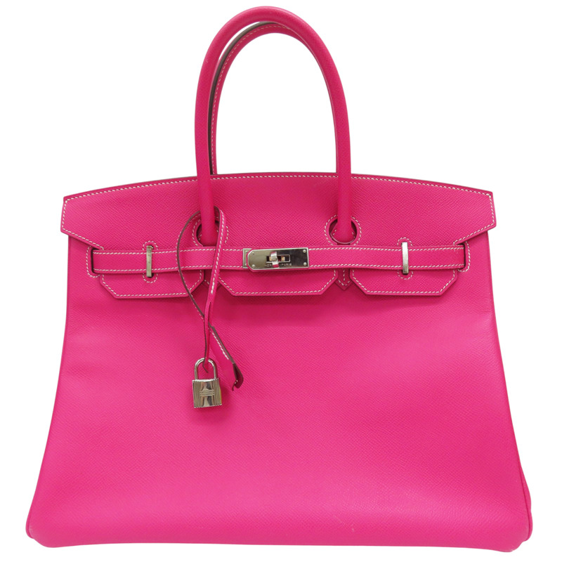 糖果粉色 Epsom牛皮 Birkin 35 柏金包 手提包 □Q刻 銀扣【HERMES 愛馬仕】-0