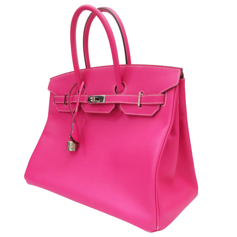 糖果粉色 Epsom牛皮 Birkin 35 柏金包 手提包 □Q刻 銀扣【HERMES 愛馬仕】-2