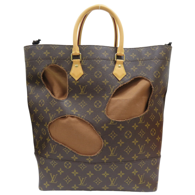 Comme Des Garcons 棕色 原花 帆布 With Holes 托特包【LOUIS VUITTON LV 路易威登】 M40279-1