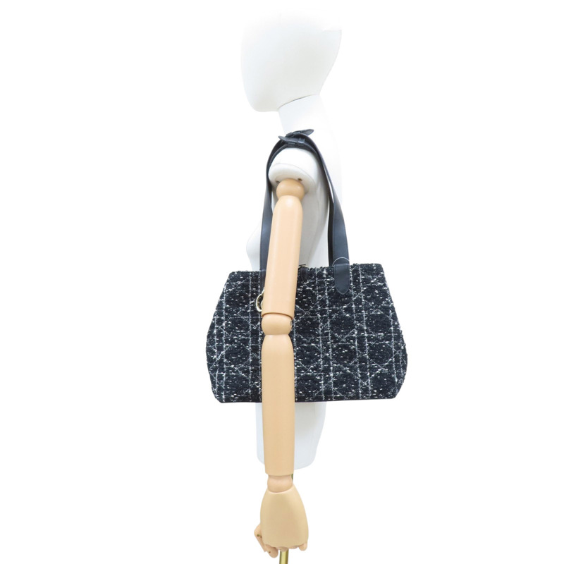 黑色 粗花呢 籐格紋 Toujours 肩背包【Dior 迪奧】-7