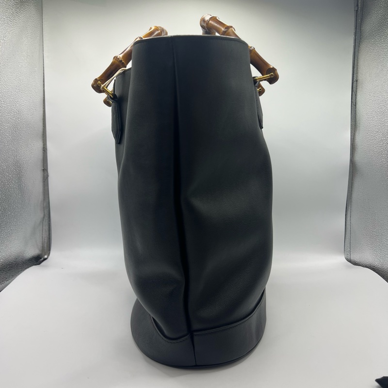 Gucci/古驰 黑色牛皮竹节手提包-1