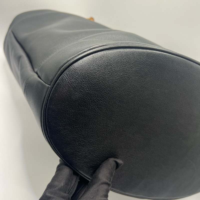 Gucci/古驰 黑色牛皮竹节手提包-3