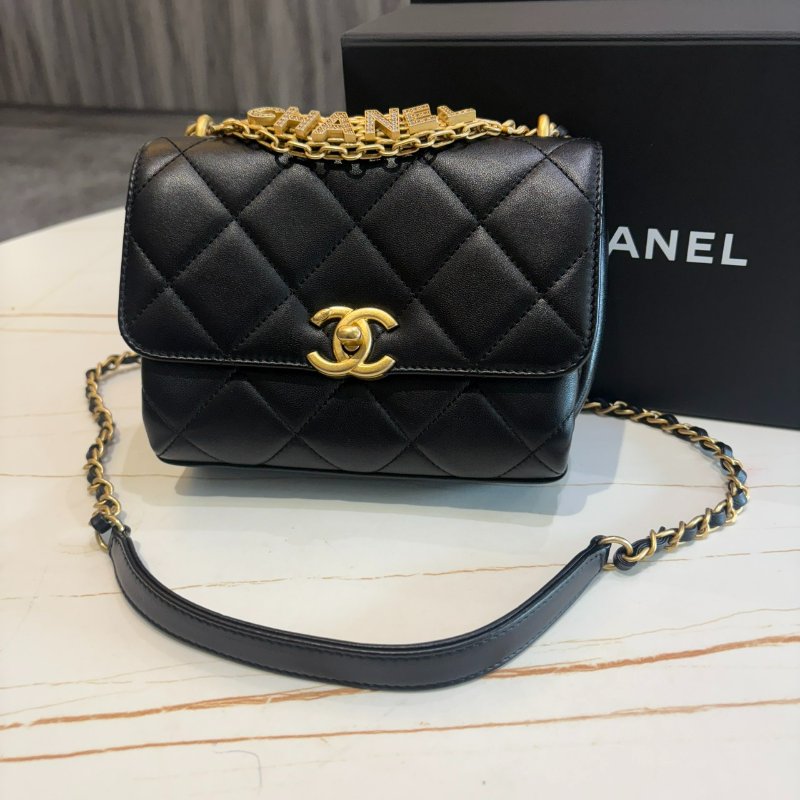 *SHIHNA名牌精品*Chanel 22s 黑色菱格紋鑽石手提蓋口包-0