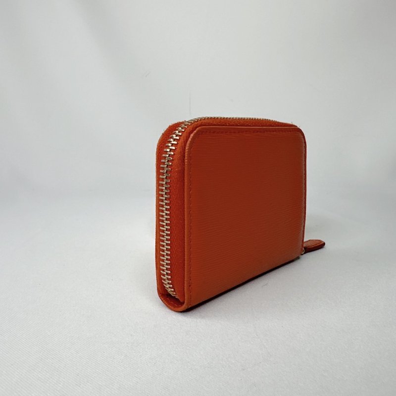 PRADA 橘紅拉鍊零錢卡包-5