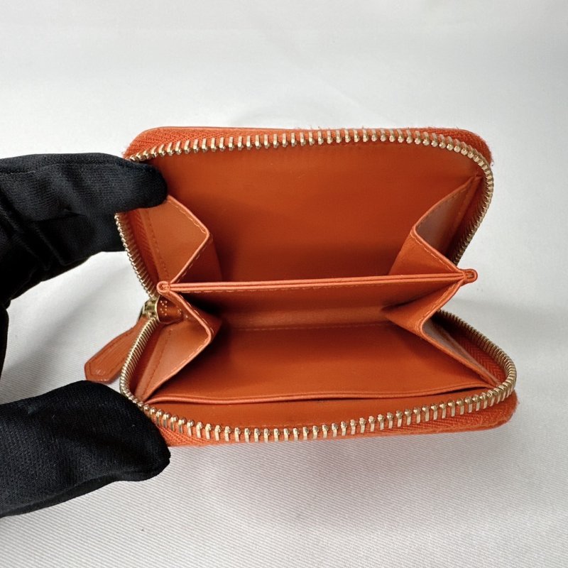 PRADA 橘紅拉鍊零錢卡包-6