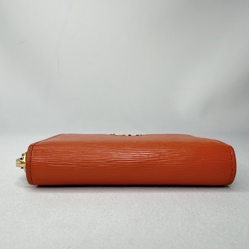 PRADA 橘紅拉鍊零錢卡包-9