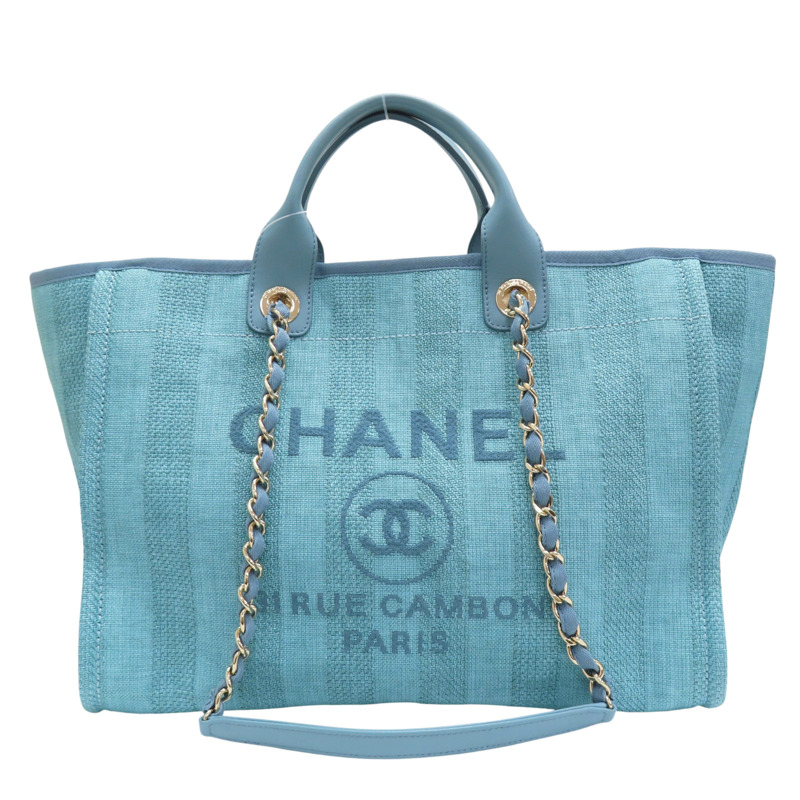 藍色 帆布 沙灘包 Deauville tote GM 两用包【CHANEL 香奈兒】-0