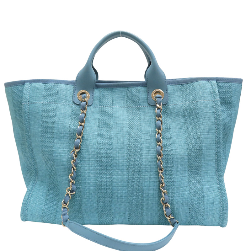 藍色 帆布 沙灘包 Deauville tote GM 两用包【CHANEL 香奈兒】-1
