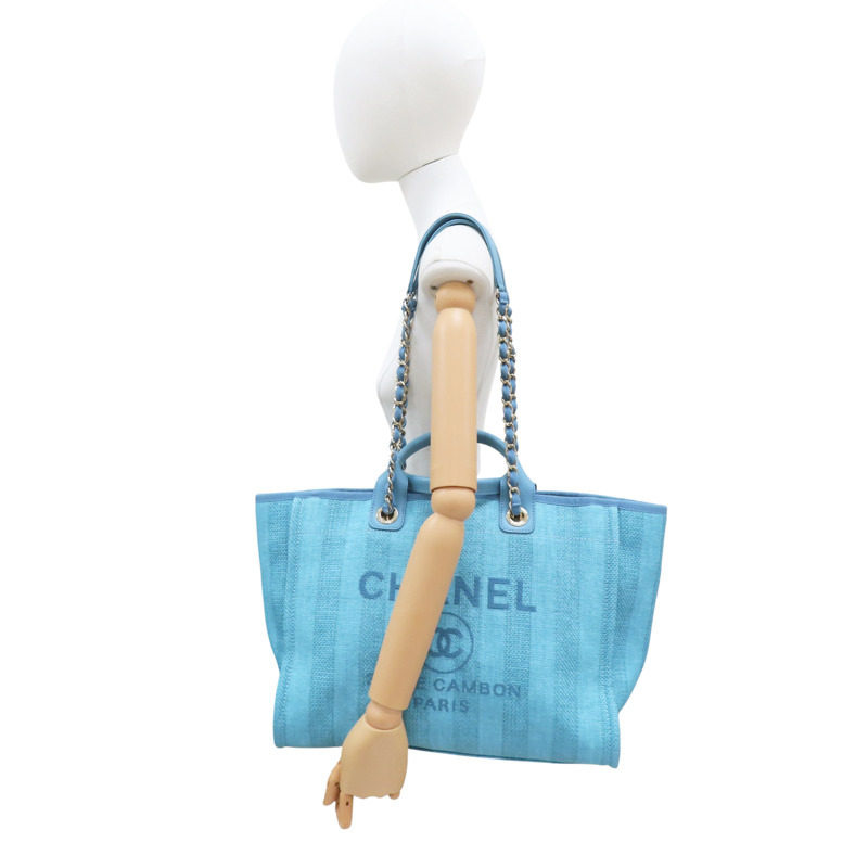 藍色 帆布 沙灘包 Deauville tote GM 两用包【CHANEL 香奈兒】-9