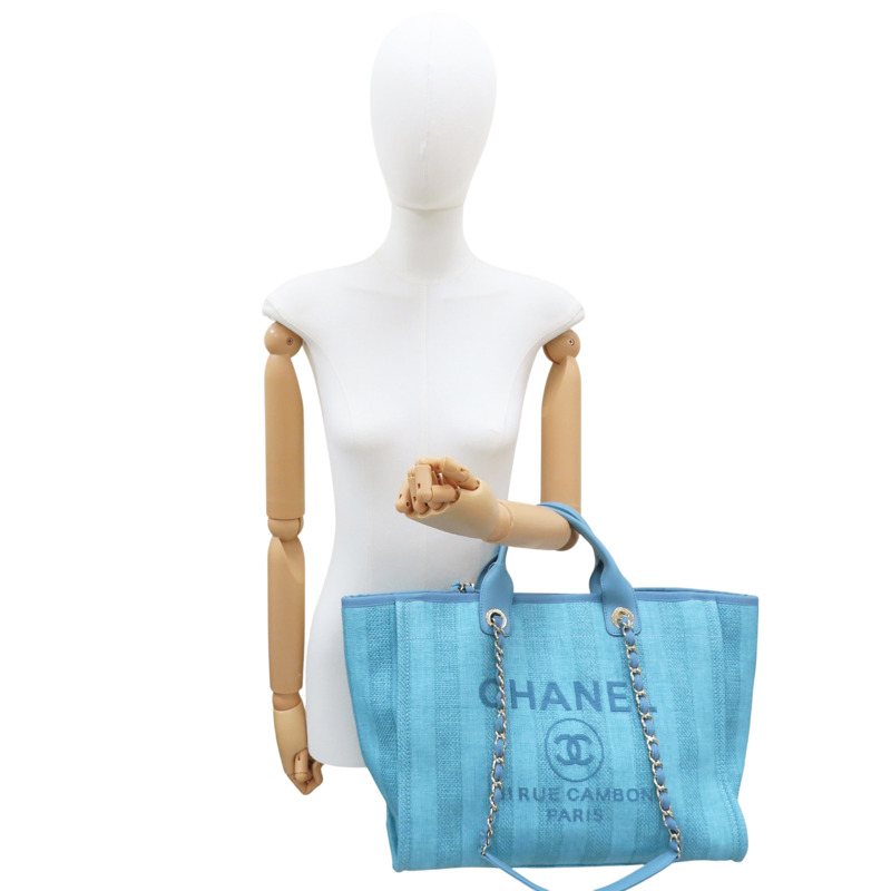 藍色 帆布 沙灘包 Deauville tote GM 两用包【CHANEL 香奈兒】-10