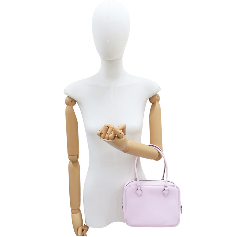 戀愛粉 Chevre皮革 Plume 手提包 K刻 銀扣【HERMES 愛馬仕】-7