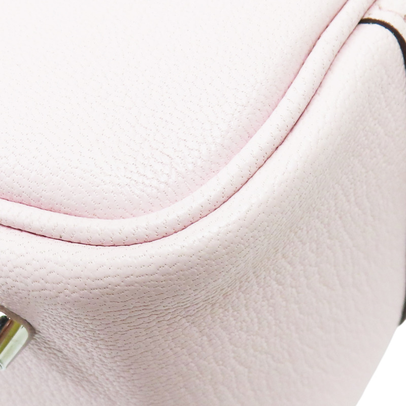 戀愛粉 Chevre皮革 Plume 手提包 K刻 銀扣【HERMES 愛馬仕】-11