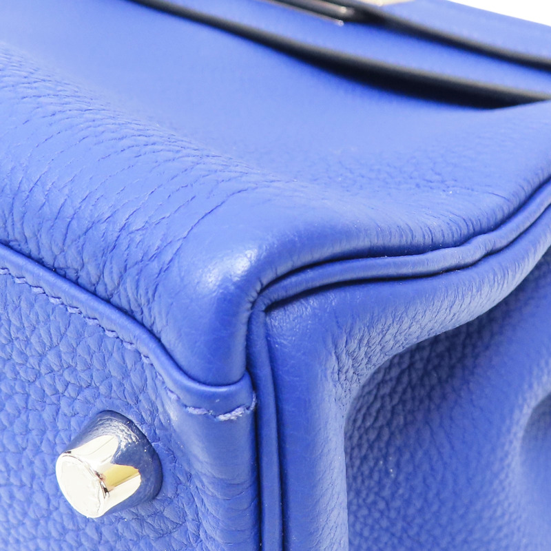 藍色 黃色 Togo牛革 Kelly 28 Au Galop 凱莉包 两用包 A刻 銀扣【HERMES 愛馬仕】-11