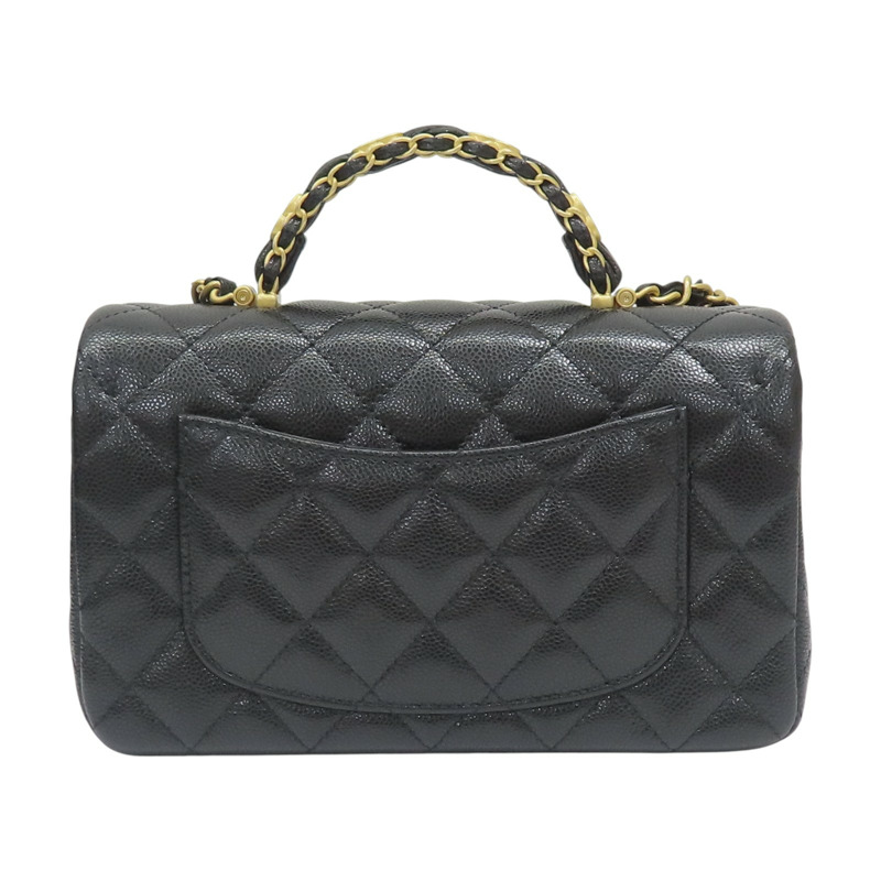黑色 菱格紋牛皮 Top Handle 兩用包 【CHANEL 香奈兒】 AS5701-1