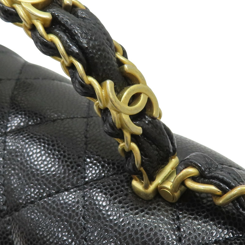 黑色 菱格紋牛皮 Top Handle 兩用包 【CHANEL 香奈兒】 AS5701-11
