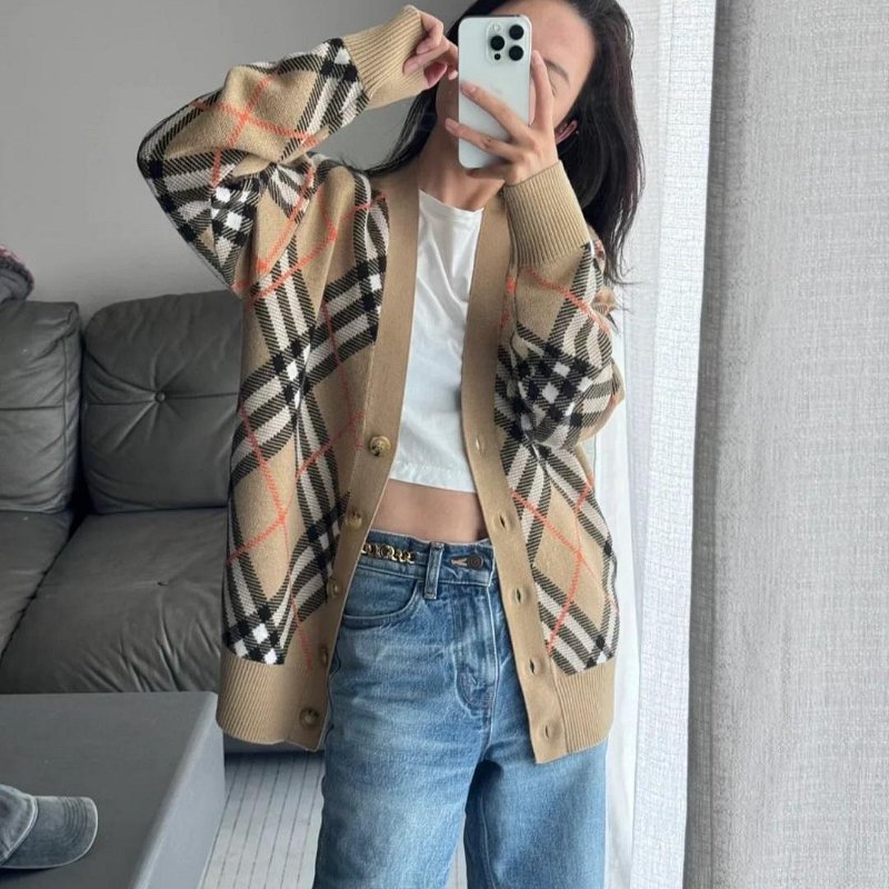 Burberry 格紋 針織 羊毛 毛衣 外套 現貨 XL 原價49900-5