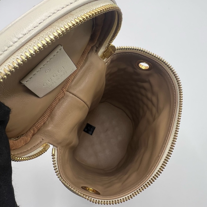 Gucci古驰 奶昔白小圆桶包-8