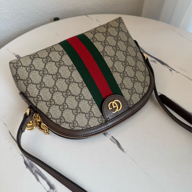 Gucci咖pvc紅綠織布貝殼包 最經典✨✨-0