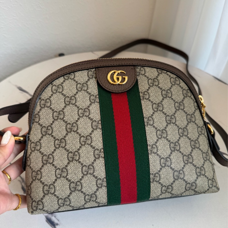 Gucci咖pvc紅綠織布貝殼包 最經典✨✨-1