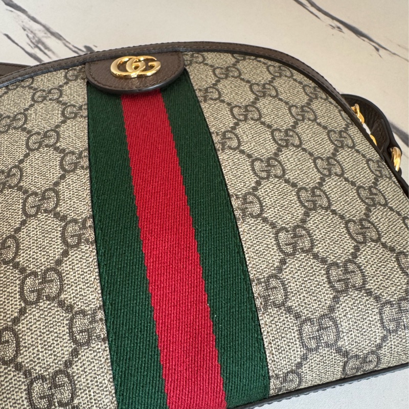 Gucci咖pvc紅綠織布貝殼包 最經典✨✨-11