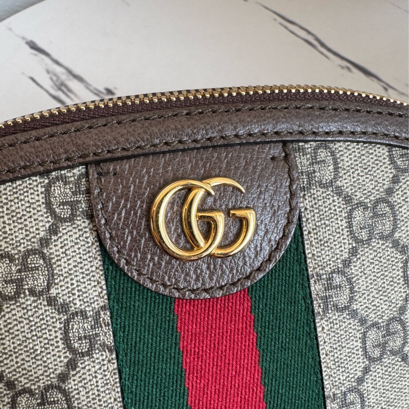 Gucci咖pvc紅綠織布貝殼包 最經典✨✨-12