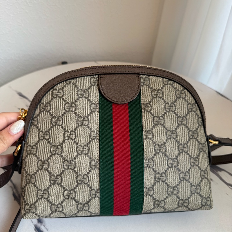 Gucci咖pvc紅綠織布貝殼包 最經典✨✨-13