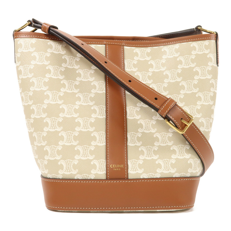CELINE 塗層帆布Triomphe Bucket金扣肩背袋-0