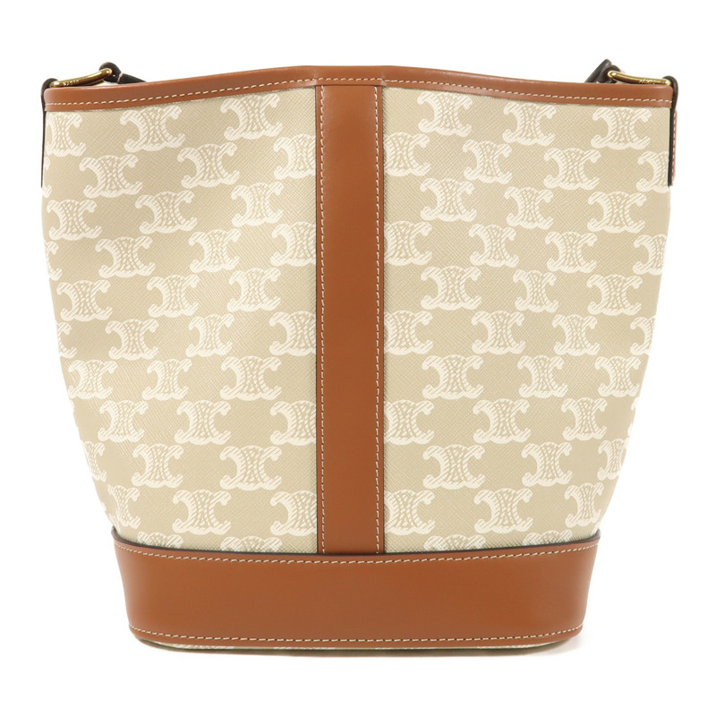 CELINE 塗層帆布Triomphe Bucket金扣肩背袋-1