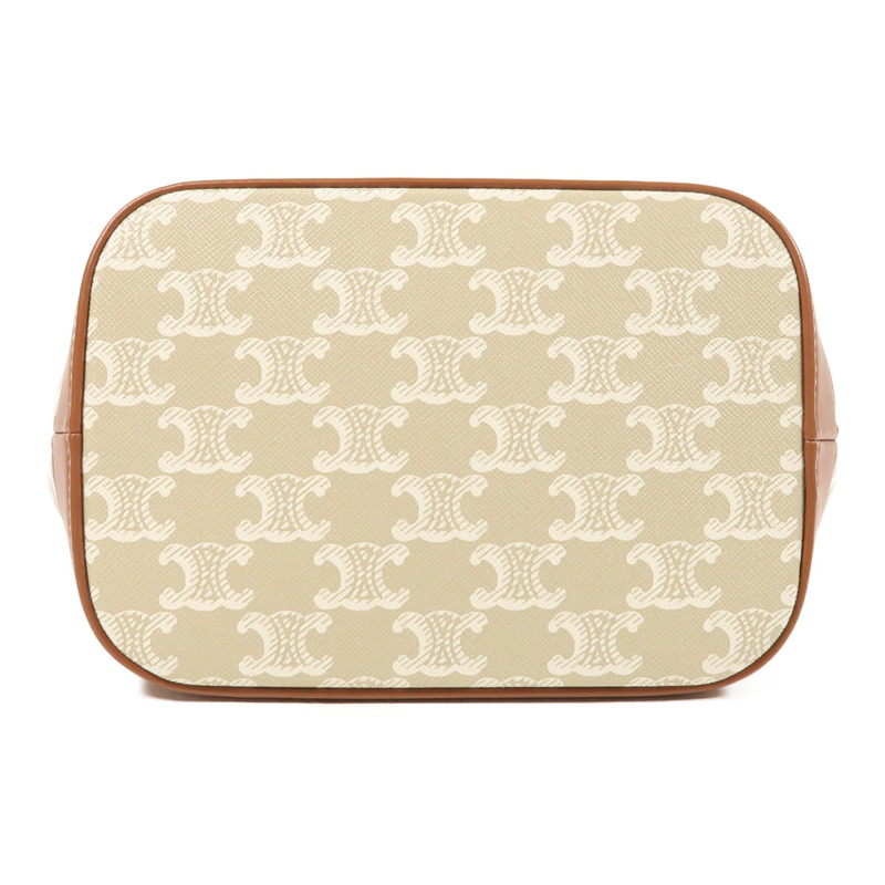 CELINE 塗層帆布Triomphe Bucket金扣肩背袋-3