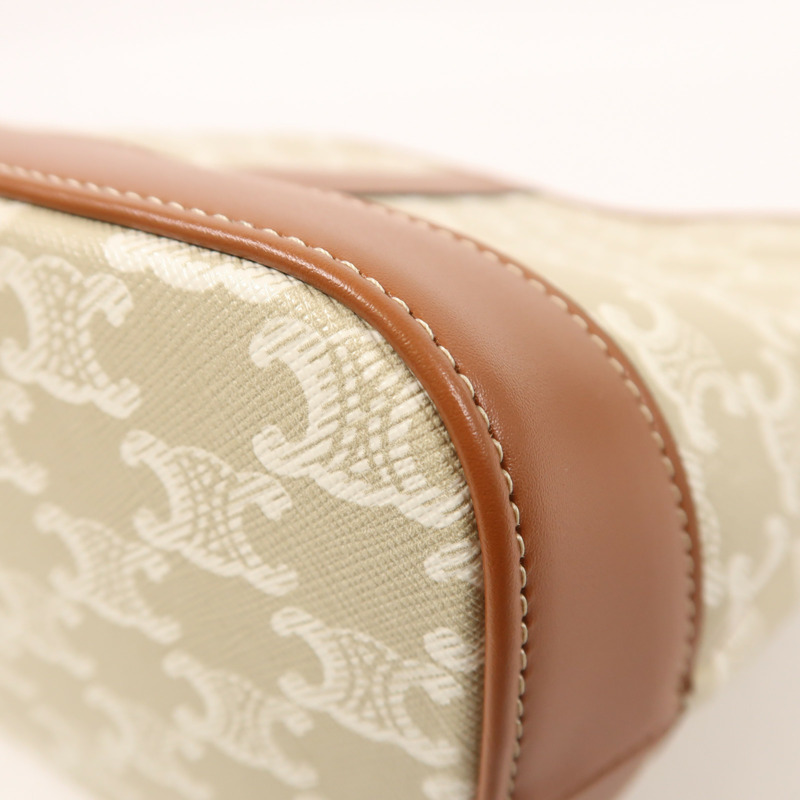 CELINE 塗層帆布Triomphe Bucket金扣肩背袋-9