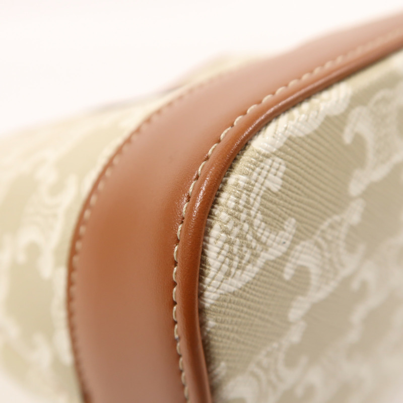 CELINE 塗層帆布Triomphe Bucket金扣肩背袋-10