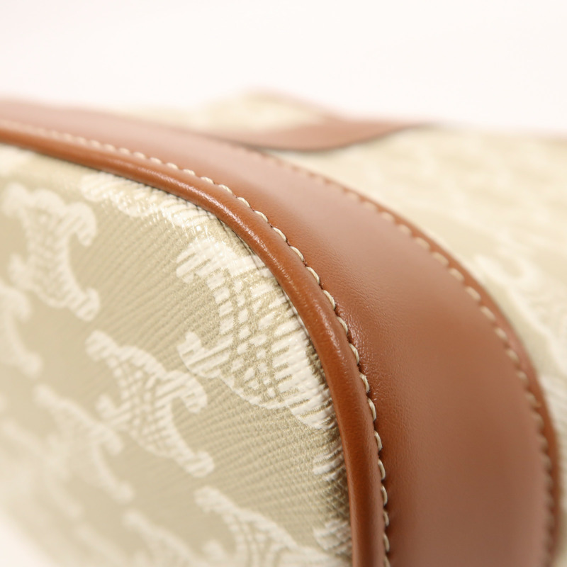 CELINE 塗層帆布Triomphe Bucket金扣肩背袋-11