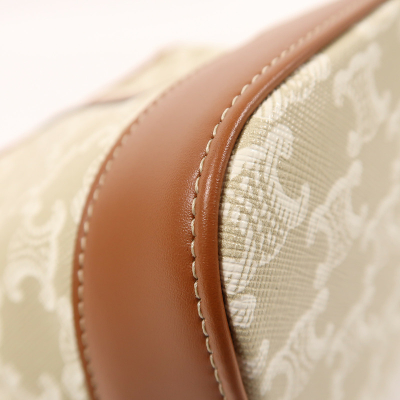 CELINE 塗層帆布Triomphe Bucket金扣肩背袋-12