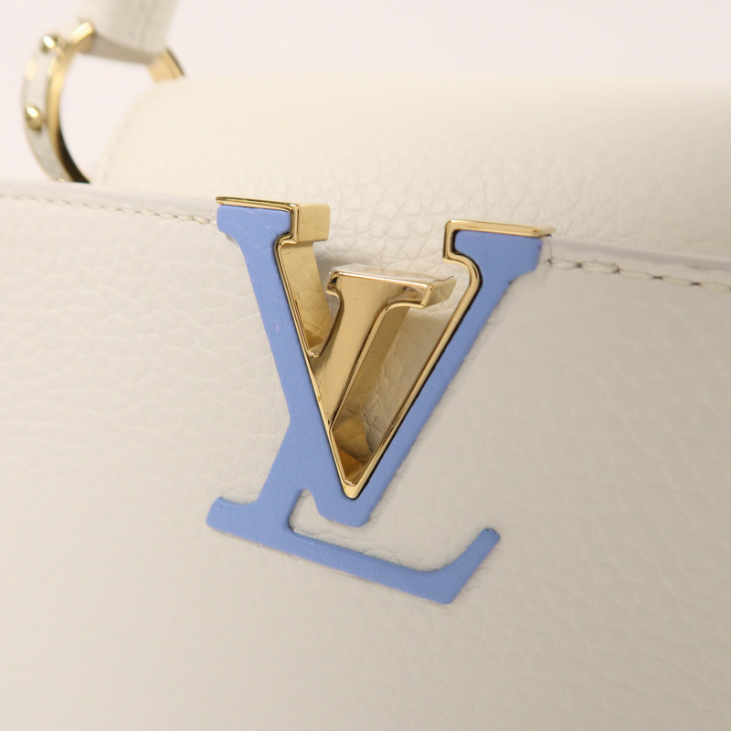 LOUIS VUITTON Taurillon Capucines BB金扣手挽肩背兩用袋-7