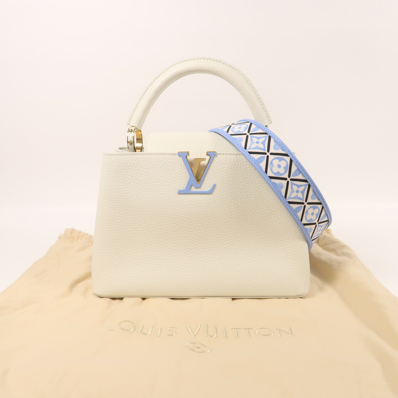 LOUIS VUITTON Taurillon Capucines BB金扣手挽肩背兩用袋-8