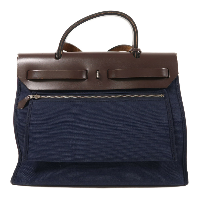 HERMES 帆布Herbag PM銀扣手挽肩背兩用袋-1