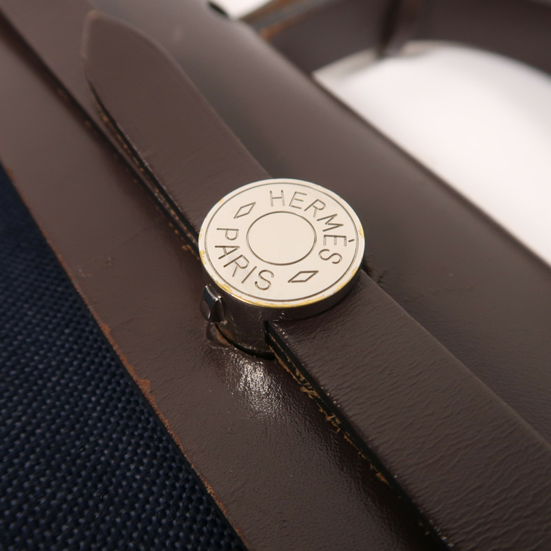 HERMES 帆布Herbag PM銀扣手挽肩背兩用袋-8