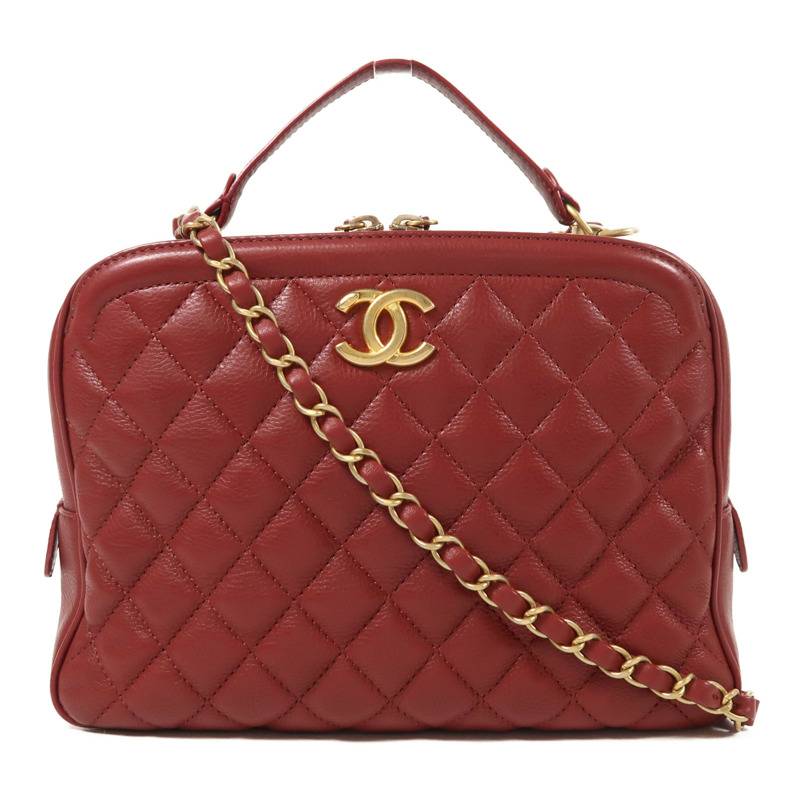 CHANEL 牛皮皮革2 Way Shoulder金扣手挽肩背兩用袋-0