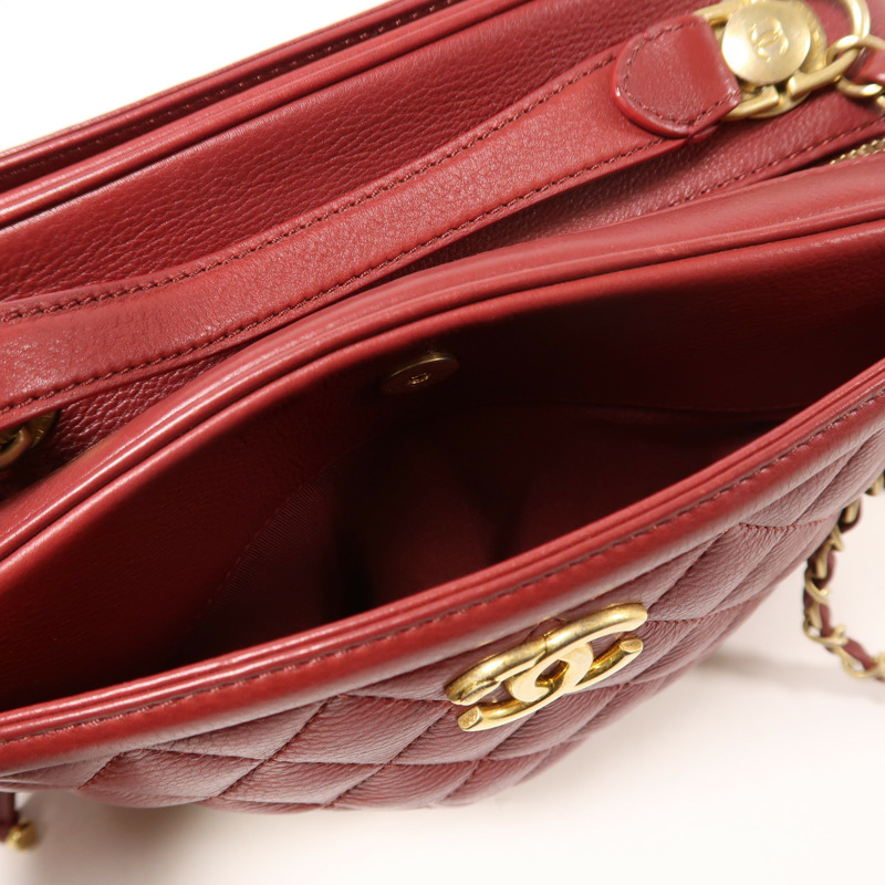 CHANEL 牛皮皮革2 Way Shoulder金扣手挽肩背兩用袋-5